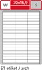 Obrázek Print etikety A4 pro laserový a inkoustový tisk - 70 x 16,9 mm (51etiket / arch ) / transparentní polyester. folie stříbrná